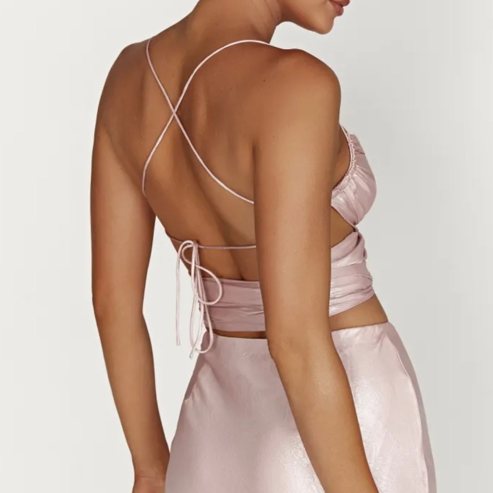 Georgie wrap over tie top - blush pink - Picture 5 of 6